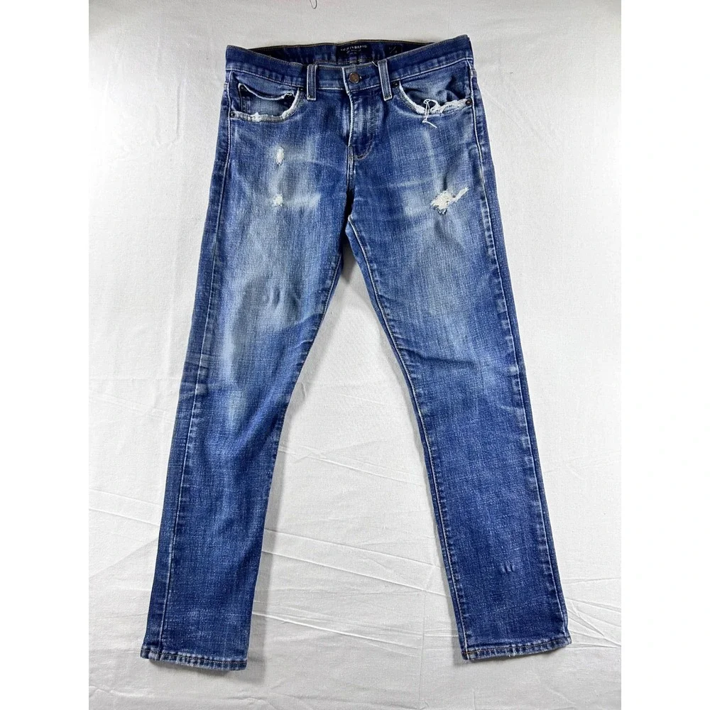 Lucky Brand 110‎ Slim Mens Blue Distressed Denim Jeans 31x30 Medium Wash